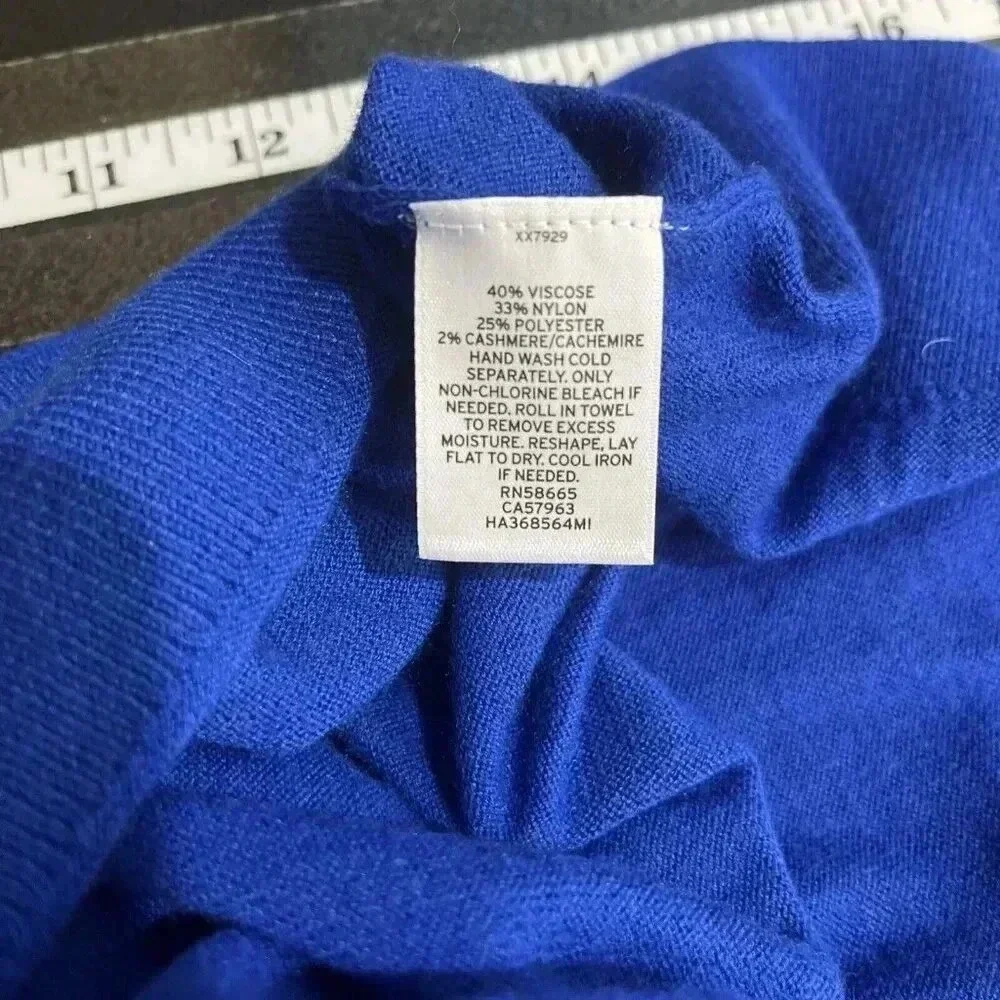 Halogen Sweater Womens XL Bright Blue Tie Cuff Cashmere Blend Contemporary‎ Cozy
